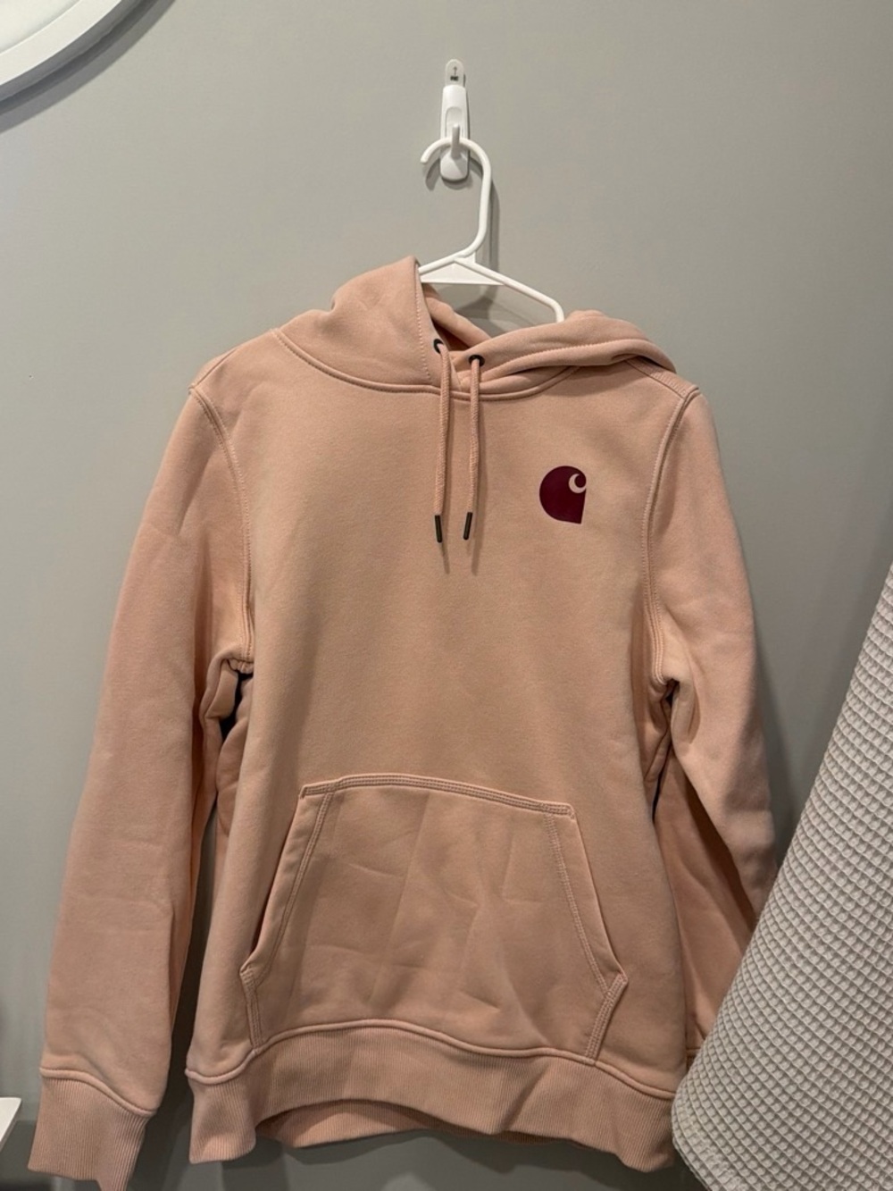 Carhartt Pink Pullover Hoodie with Maroon Logo